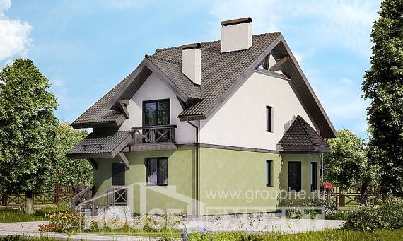 120-003-П Проект двухэтажного дома с мансардой, доступный загородный дом из поризованных блоков, Черкесск