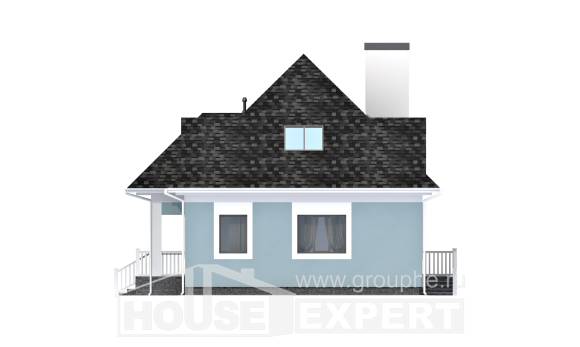 110-001-Л Проект двухэтажного дома с мансардой, простой домик из поризованных блоков Карачаевск, House Expert