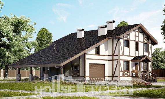 250-002-Л Проект двухэтажного дома мансардный этаж, гараж, классический дом из кирпича Черкесск, House Expert
