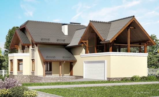 255-003-П Проект трехэтажного дома мансардой и гаражом, средний загородный дом из блока, Карачаевск
