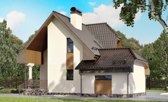 150-001-Л Проект двухэтажного дома мансардный этаж и гаражом, уютный дом из пеноблока Черкесск | Проекты домов от House Expert
