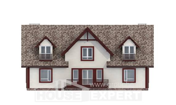 300-008-Л Проект двухэтажного дома мансардный этаж, гараж, классический коттедж из пеноблока, Карачаевск