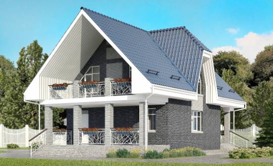 125-002-Л Проект двухэтажного дома мансардный этаж и гаражом, классический дом из теплоблока Карачаевск | Проекты домов от House Expert