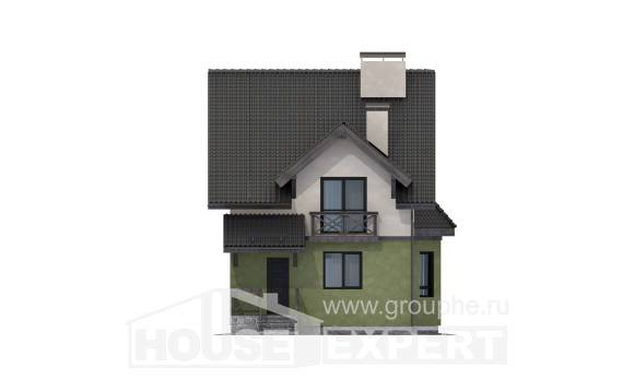 120-003-П Проект двухэтажного дома с мансардой, недорогой домик из поризованных блоков, Черкесск