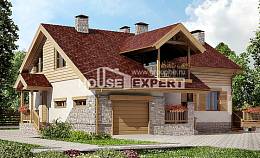 165-002-П Проект двухэтажного дома с мансардой, гараж, компактный коттедж из блока Черкесск, House Expert