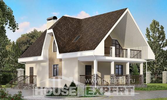 125-001-Л Проект двухэтажного дома с мансардой, классический домик из поризованных блоков Черкесск, House Expert