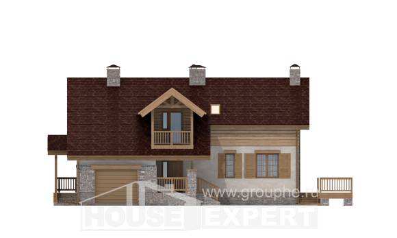 165-002-П Проект двухэтажного дома мансардой и гаражом, простой дом из бризолита Карачаевск, House Expert