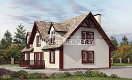 300-008-Л Проект двухэтажного дома мансардный этаж, гараж, просторный домик из поризованных блоков, Черкесск