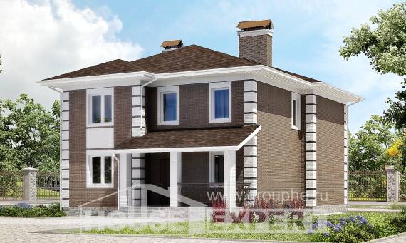 185-002-П Проект двухэтажного дома, классический загородный дом из теплоблока Черкесск, House Expert