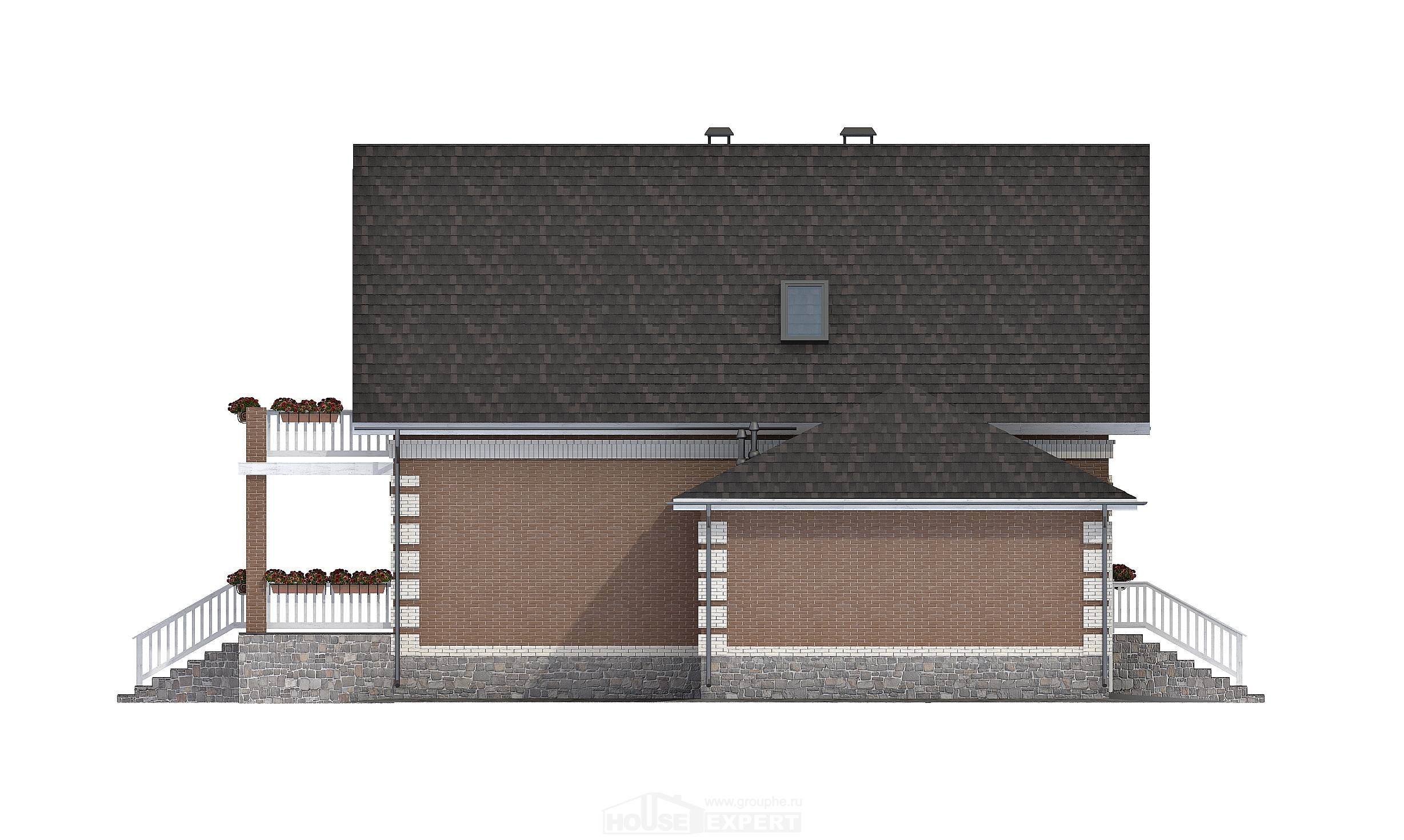 200-009-Л Проект трехэтажного дома мансардой и гаражом, простой коттедж из поризованных блоков, Карачаевск