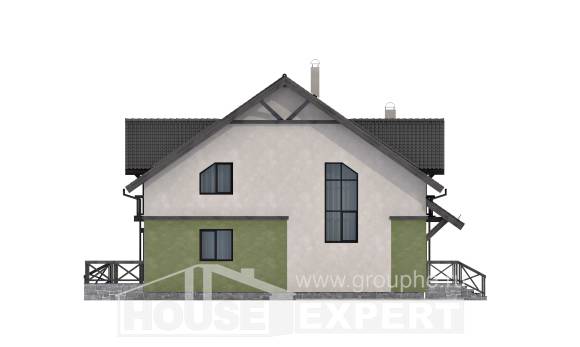120-003-П Проект двухэтажного дома с мансардным этажом, бюджетный коттедж из бризолита Черкесск, House Expert