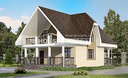 125-001-Л Проект двухэтажного дома с мансардным этажом, бюджетный домик из поризованных блоков Карачаевск, House Expert