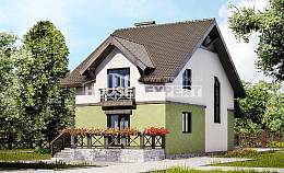 120-003-П Проект двухэтажного дома с мансардой, бюджетный загородный дом из пеноблока Черкесск, House Expert