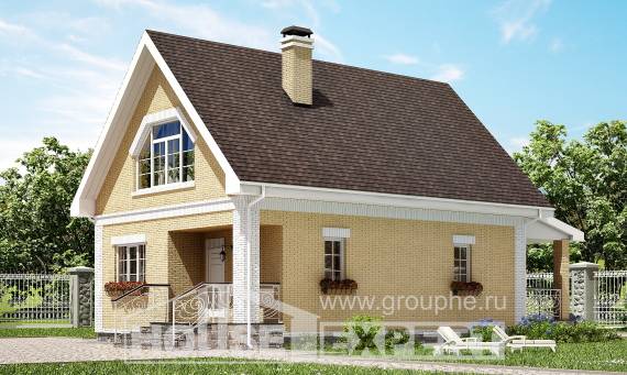 130-004-П Проект двухэтажного дома мансардой, простой загородный дом из твинблока Карачаевск, House Expert