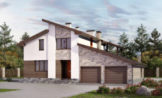 240-004-П Проект двухэтажного дома с мансардным этажом и гаражом, просторный домик из теплоблока Черкесск | Проекты домов от House Expert