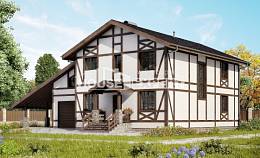250-002-Л Проект двухэтажного дома с мансардой и гаражом, современный домик из кирпича Черкесск, House Expert