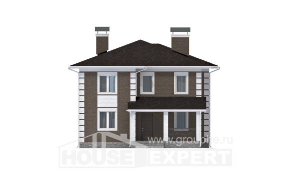 185-002-П Проект двухэтажного дома, бюджетный коттедж из бризолита Карачаевск, House Expert