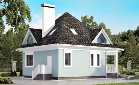 110-001-Л Проект двухэтажного дома мансардный этаж, бюджетный коттедж из теплоблока Черкесск | Проекты домов от House Expert