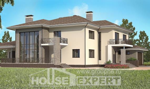 500-001-П Проект трехэтажного дома и гаражом, классический дом из кирпича Карачаевск, House Expert