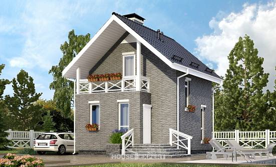 045-001-П Проект двухэтажного дома с мансардным этажом, эконом коттедж из поризованных блоков Карачаевск | Проекты домов от House Expert