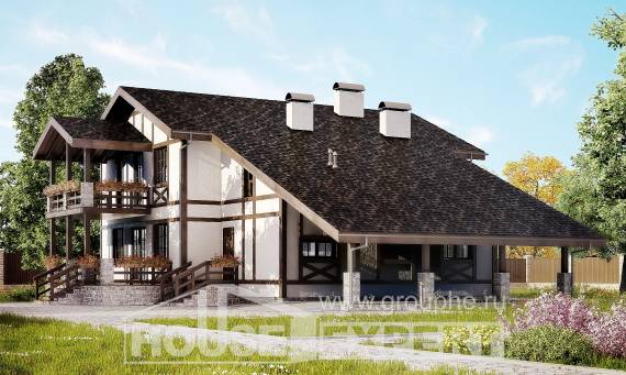 250-002-Л Проект двухэтажного дома с мансардным этажом, гараж, классический домик из кирпича Черкесск, House Expert