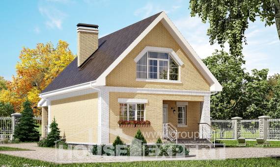 130-004-П Проект двухэтажного дома с мансардой, уютный загородный дом из блока Карачаевск, House Expert