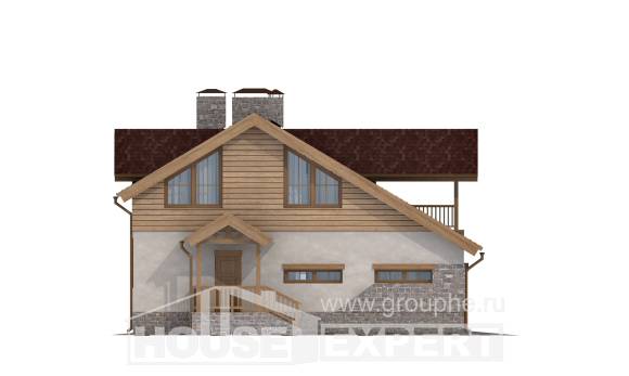 165-002-П Проект двухэтажного дома с мансардой и гаражом, современный домик из арболита Карачаевск, House Expert