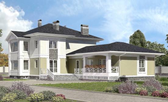 620-001-Л Проект трехэтажного дома и гаражом, большой коттедж из пеноблока, Черкесск