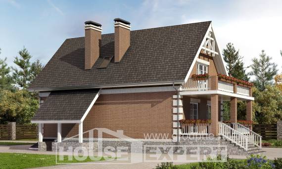 200-009-Л Проект трехэтажного дома мансардой, гараж, простой домик из пеноблока, Карачаевск