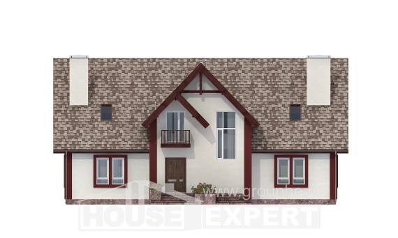 300-008-Л Проект двухэтажного дома с мансардным этажом, гараж, классический коттедж из твинблока, Черкесск